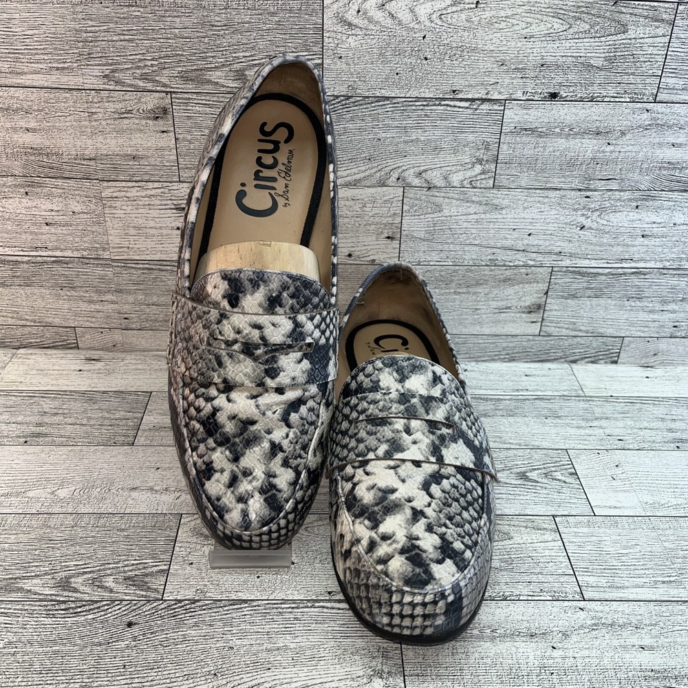 Circus Women's Sam Edelman Tanner Penny Loafers Slip-On Faux Snakeskin Shoes 7.5